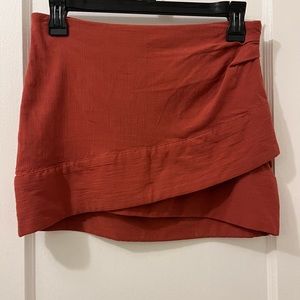 Burnt orange free people tiered mini skirt